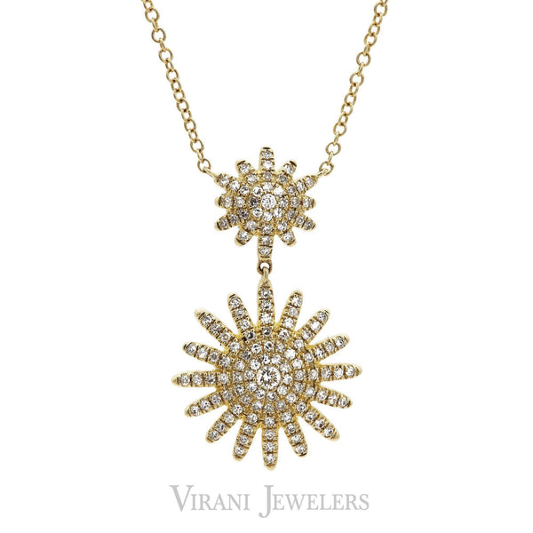 0.32CT Diamond Dual Pendant Necklace set in 14K Yellow Gold - Virani Jewelers | 0.32CT Diamond Dual Pendant Necklace set in 14K Yellow Gold for Women. Necklace features a double...