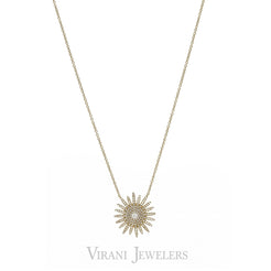 0.43CT Diamond Sun Pendant Necklace set in 14K Yellow Gold - Virani Jewelers