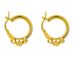 22K Multi Tone Gold Hoop Earrings W/ Prong Set Cubic Zirconia - Virani Jewelers