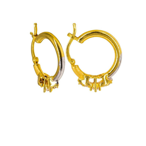 22K Multi Tone Gold Hoop Earrings W/ Prong Set Cubic Zirconia - Virani Jewelers |  22K Multi Tone Gold Hoop Earrings W/ Prong Set Cubic Zirconia for women. This elegant 22K multi ...