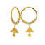 22K Multi Tone Gold Hoop Earrings W/ Jhumki Drops & Textured Gold Caps - Virani Jewelers
