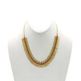 22K Gold Ruby Emerald Floral Kasu Necklace & Earrings Set - Virani Jewelers | 22K Gold Ruby Emerald Floral Kasu Necklace & Earrings Set for women. Necklace and earring set...