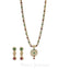 22K Gold Cable Link Necklace & Drop Earrings W/ Ruby, Emerald, & CZ Stones - Virani Jewelers