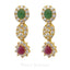 22K Gold Cable Link Necklace & Drop Earrings W/ Ruby, Emerald, & CZ Stones - Virani Jewelers
