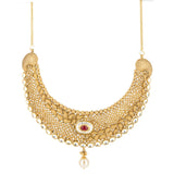 22k Gold Ruby Pearl Necklace and Earrings Set - Virani Jewelers | 