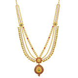 22K Yellow Gold Necklace & Earrings Set W/ Emeralds, Rubies, CZ Gems & Pear Pendants - Virani Jewelers |  22K Yellow Gold Necklace & Earrings Set W/ Emeralds, Rubies, CZ Gems & Pear Pendants for...