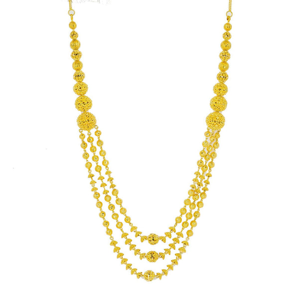 22K Yellow Gold Necklace & Jhumki Drop Earrings Set W/ Gold Balls & Cap Accents - Virani Jewelers |  22K Yellow Gold Necklace & Jhumki Drop Earrings Set W/ Gold Balls & Cap Accents for wome...