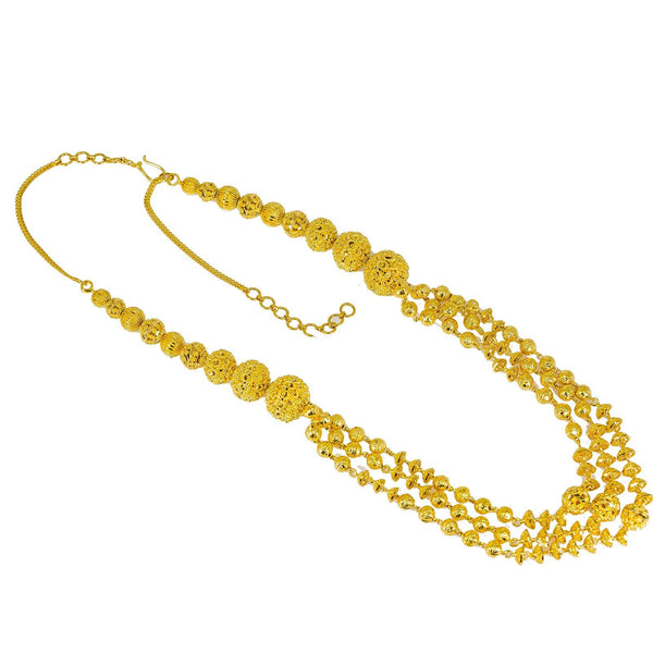 22K Yellow Gold Necklace & Jhumki Drop Earrings Set W/ Gold Balls & Cap Accents - Virani Jewelers |  22K Yellow Gold Necklace & Jhumki Drop Earrings Set W/ Gold Balls & Cap Accents for wome...