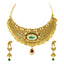 22K Antique Gold Finish Necklace & Earrings Set in Floral Pattern W/ Emeralds, Rubies, & Kundan - Virani Jewelers