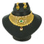 22K Antique Gold Finish Necklace & Earrings Set in Floral Pattern W/ Emeralds, Rubies, & Kundan - Virani Jewelers