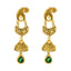 22K Antique Gold Finish Necklace & Earrings Set in Floral Pattern W/ Emeralds, Rubies, & Kundan - Virani Jewelers