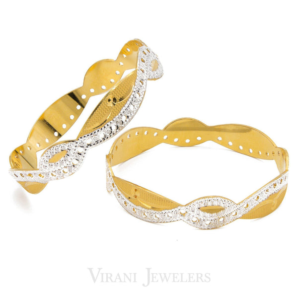 22K Gold Paired Bangles - Virani Jewelers | These fabulous fashion and sleek style bangles are crafted in pure 22 karat yellow gold. These ad...