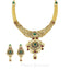 22K Antique Finish Gold Statement Necklace & Earrings Set W/ Rubies, Emeralds, & Kundan - Virani Jewelers