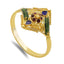 22K Yellow Gold Diamond Frame Enamel Ring - Virani Jewelers