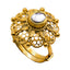 22K Antique Gold Cocktail Flower Ring W/ Kundan & Adjustable Band - Virani Jewelers