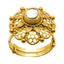 22K Antique Gold Cocktail Flower Ring W/ Kundan & Adjustable Band - Virani Jewelers