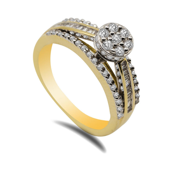 14K Two Tone Gold Diamond Ring - Virani Jewelers | 14K Two Tone Gold Diamond Ring for women. Beautiful yellow gold band with white gold prongs which...