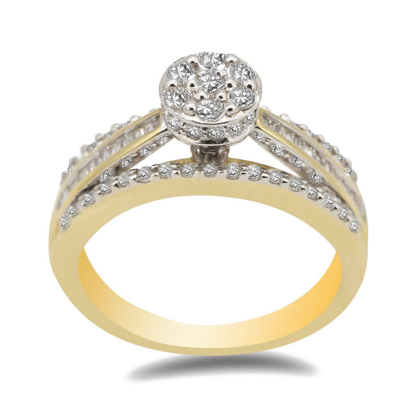 14K Two Tone Gold Diamond Ring - Virani Jewelers | 14K Two Tone Gold Diamond Ring for women. Beautiful yellow gold band with white gold prongs which...