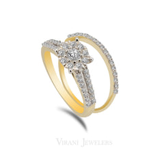 14K Two Tone Gold Diamond Pavé Bridal Ring Set - Virani Jewelers