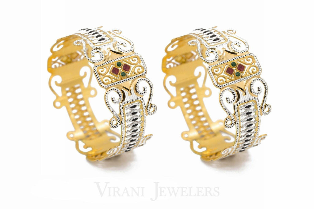 22K Gold 2 Piece CZ Bangle - Virani Jewelers | 