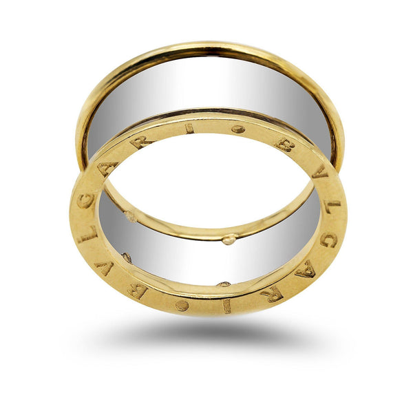 18K Two Tone Gold Men's Ring - Virani Jewelers | This is our 18K two-tone gold Bvlgari men's wedding band. Yellow and white gold combine to make t...