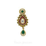 22K Gold Pearl Emerald Ruby Antique Necklace and Earrings Set - Virani Jewelers | 