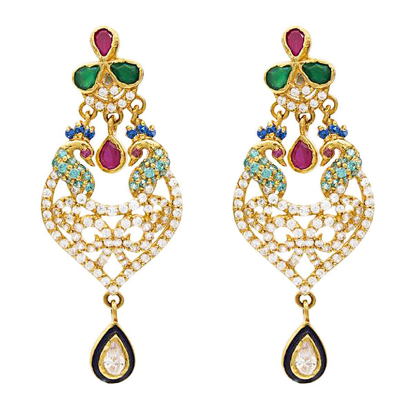 22K Gold Ruby Emerald CZ Earrings - Virani Jewelers | Precious stone earrings crafted with 22k gold gives you a ravishing look. These gems gives additi...