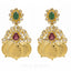 22K Yellow Gold Kasu Lakshmi Necklace & Earrings Set W/ Uncut Polki Diamonds, Emeralds, Rubies, & Pearls - Virani Jewelers