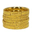 Stunning set of six 22K Indian gold bangles from Virani Jewelers featuring sectioned beaded filigree details around each band.