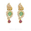 22K Yellow Gold Beaded Necklace & Earrings W/ Cubic Zirconia, Ruby, & Emerald Stones - Virani Jewelers